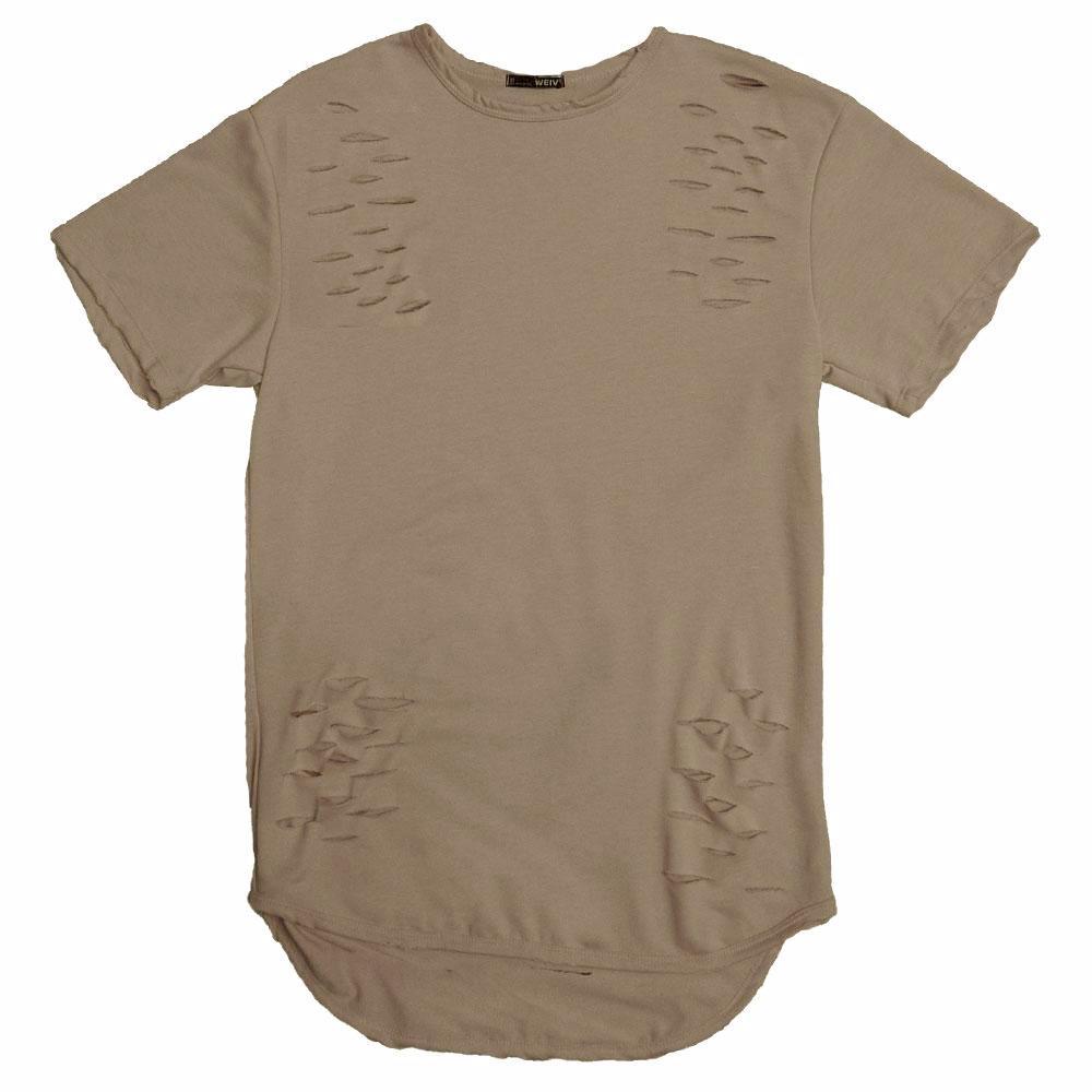 TAUPE SCISSOR DISTRESSED TEE