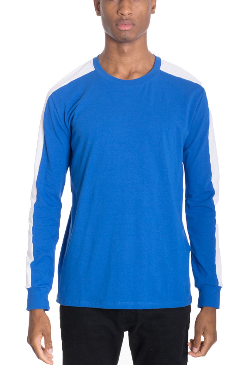 SIDE STRIPE LONG SLEEVE- BLUE