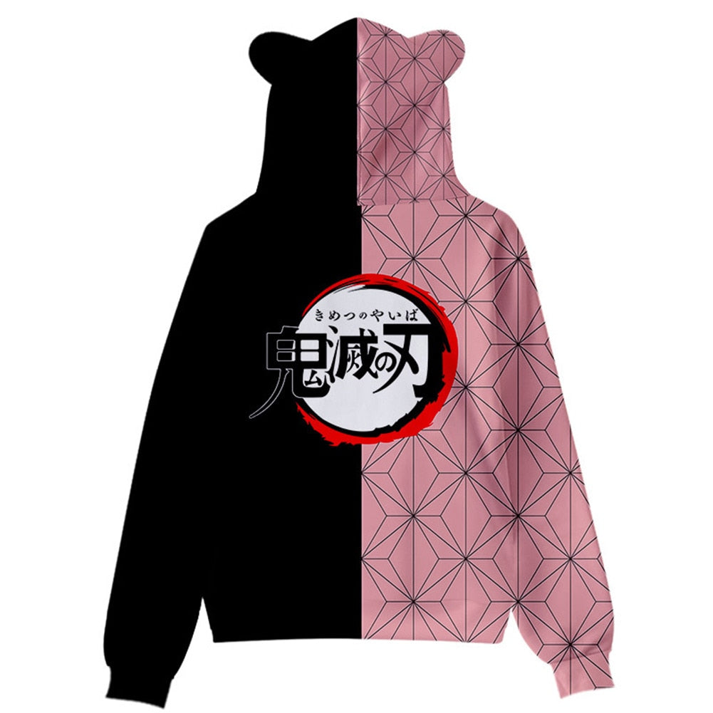 Demon Slayer Kamado Nezuko Cosplay Hoodie 3d Print Hooded Ear Pullover