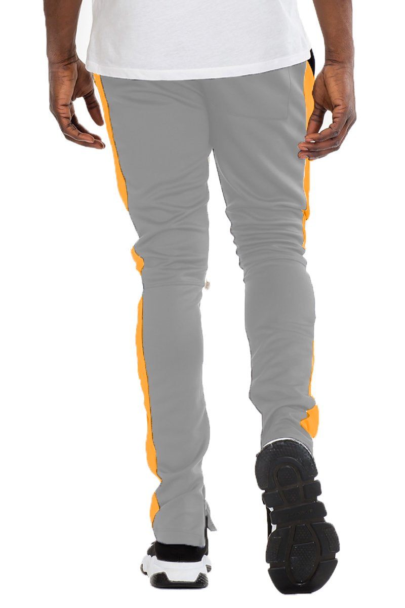 CLASSIC SLIM  FIT TRACK PANTS- GREY/ ORANGE