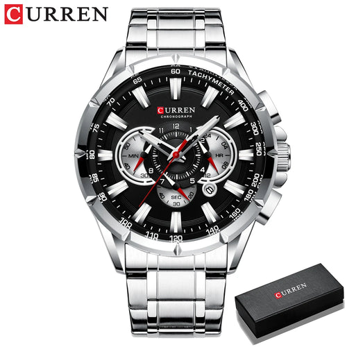 CURREN New Casual Sport Chronograph Men's Watches Stainless Steel Band