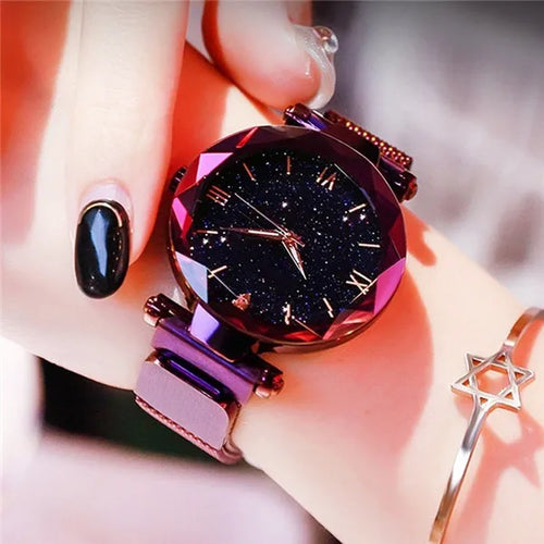 Reloj Mujer Luxury Starry Sky Women Watches Magnetic Mesh Belt Band