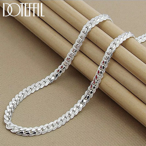 DOTEFFIL 925 Sterling Silver 6mm Side Chain 16/18/20/22/24 Inch