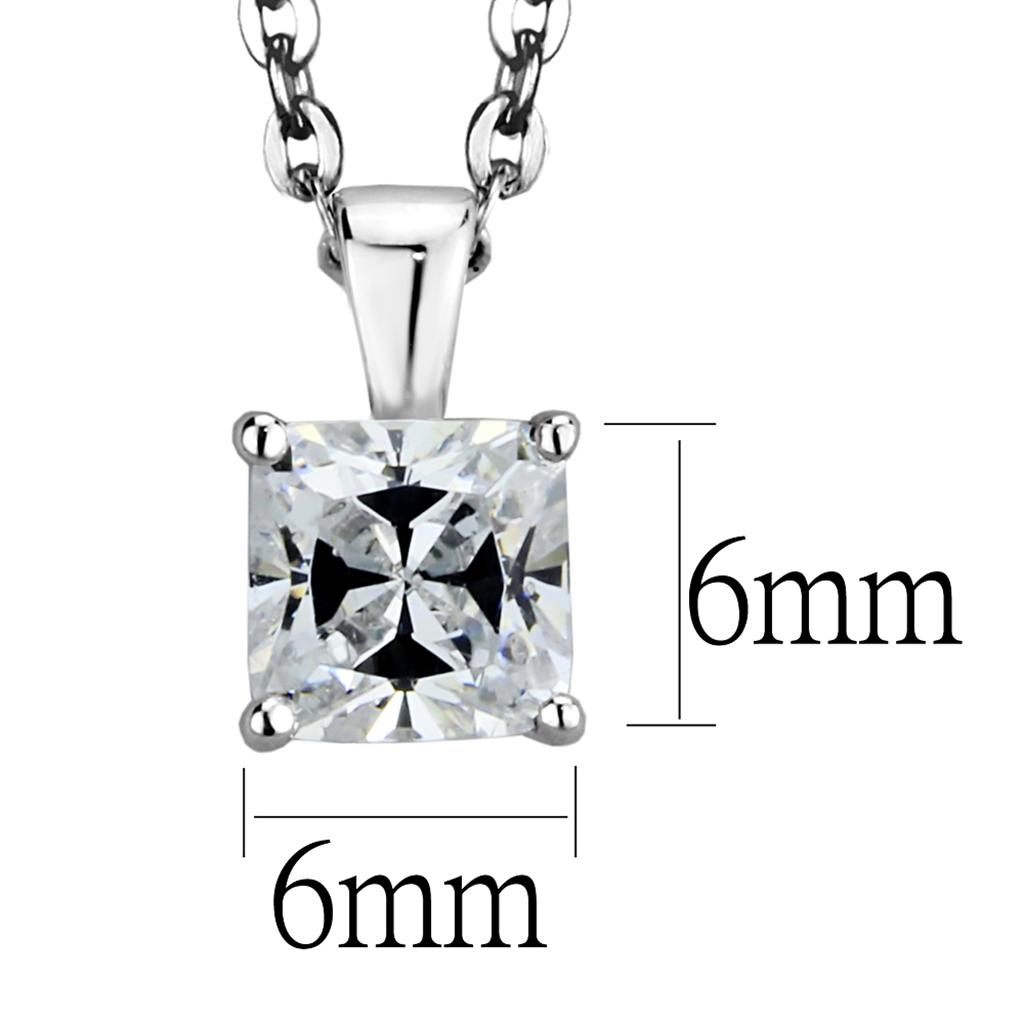 LOS893 - Rhodium 925 Sterling Silver Chain Pendant with AAA Grade CZ