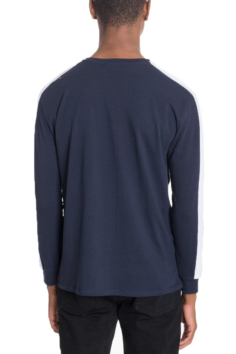 SIDE STRIPE LONG SLEEVE- NAVY