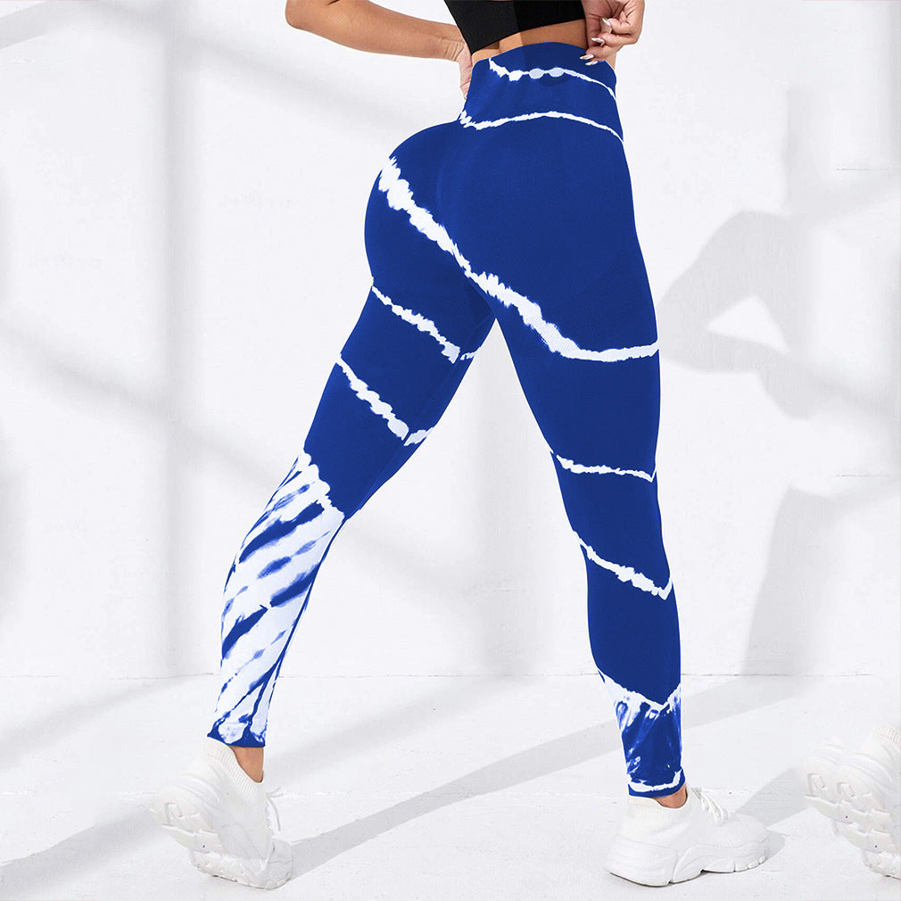 Tie-dye Stripes Seamless Yoga Pants Hip Lifting Sport