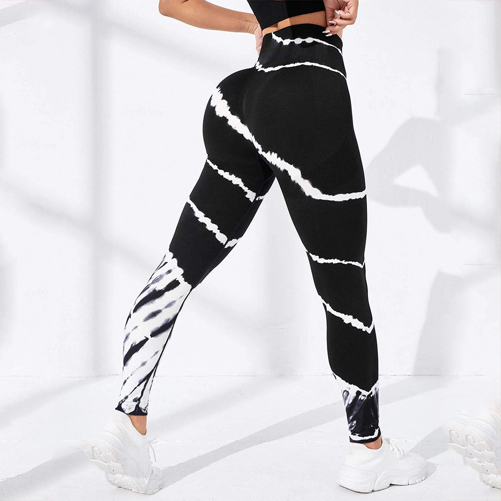 Tie-dye Stripes Seamless Yoga Pants Hip Lifting Sport