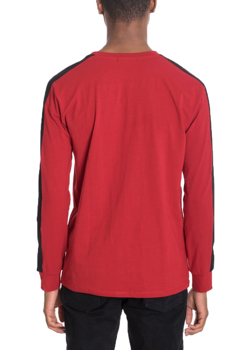 SIDE STRIPE LONG SLEEVE- RED/ BLACK