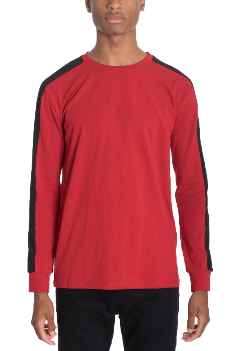 SIDE STRIPE LONG SLEEVE- RED/ BLACK