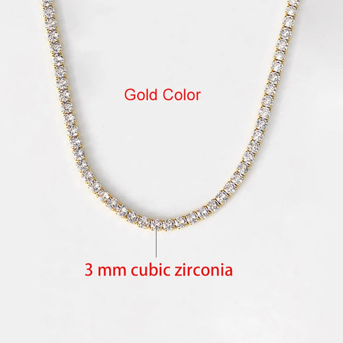 Simple Iced Out Tennis CZ Choker Necklace for Women Men Crystal Short