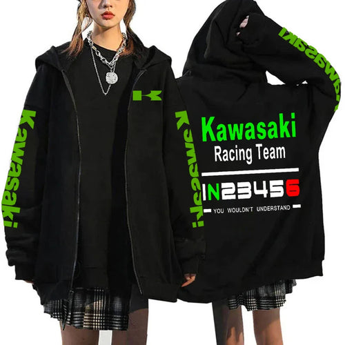 Kawasaki motorcycle Logo Men Zipper Hoodie 2024 Spring Autumn Y2K