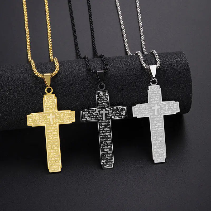 ZAKOL Trendy Cross Crucifix Bible Stainless Steel Necklaces For Women