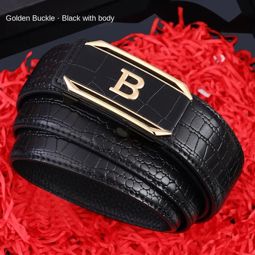 Hot Selling High Crocodile Pattern Alloy Letter Automatic Buckle Belt