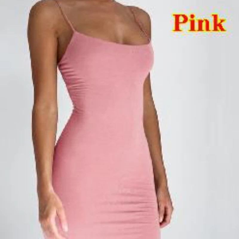 Summer Spaghetti Strap Mini Dress 2024 Women Sexy Bodycon Club Party