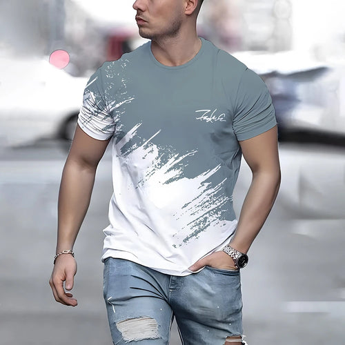 Summer Men's T Shirt Casual Round Neck Loose Tops Fashion Color