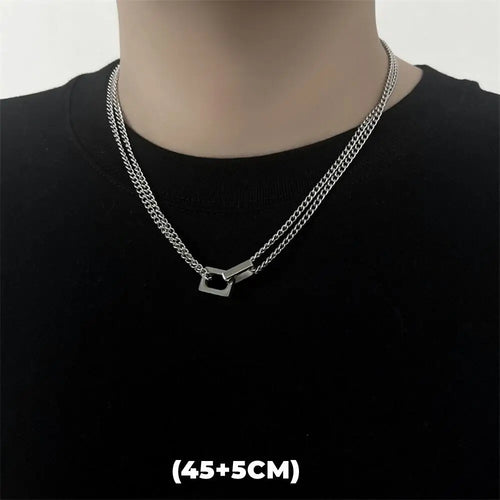 Hip Hop Zircon Star Double Layer Necklace For Men Women Trend Charm