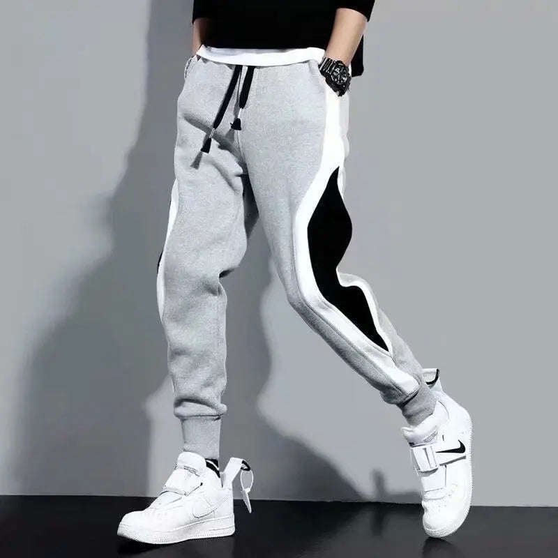 2024 Spring Autumn Men's Wide Loose Casual Pants Mens Patchwork Sports