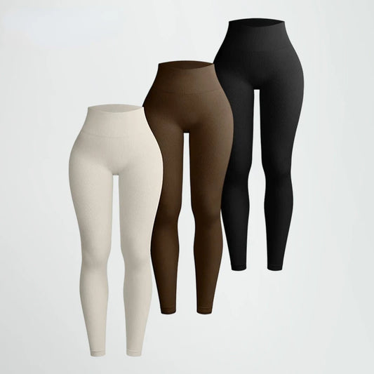 Thread Solid Leggings Women Seamless Knit Yoga Pants High Waist Hip