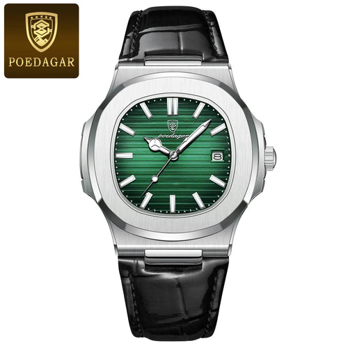 POEDAGAR Top Luxury Square Man Watch Date Waterproof Luminous Men