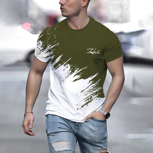 Summer Men's T Shirt Casual Round Neck Loose Tops Fashion Color