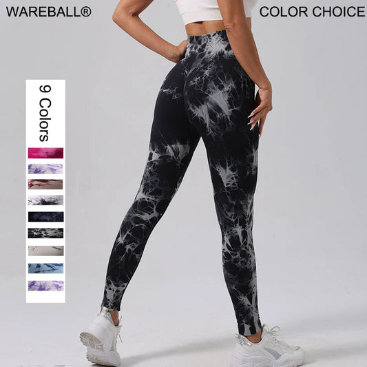 WAREBALL New Fashion Tie Dye Yoga Pants Gym Leggings Women Seamless