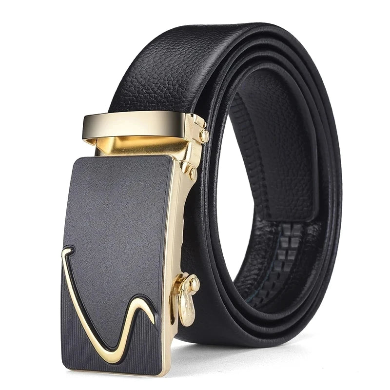 Fashion Business Men'S Belt Genuine Luxury Brand Belt Metal Buckle