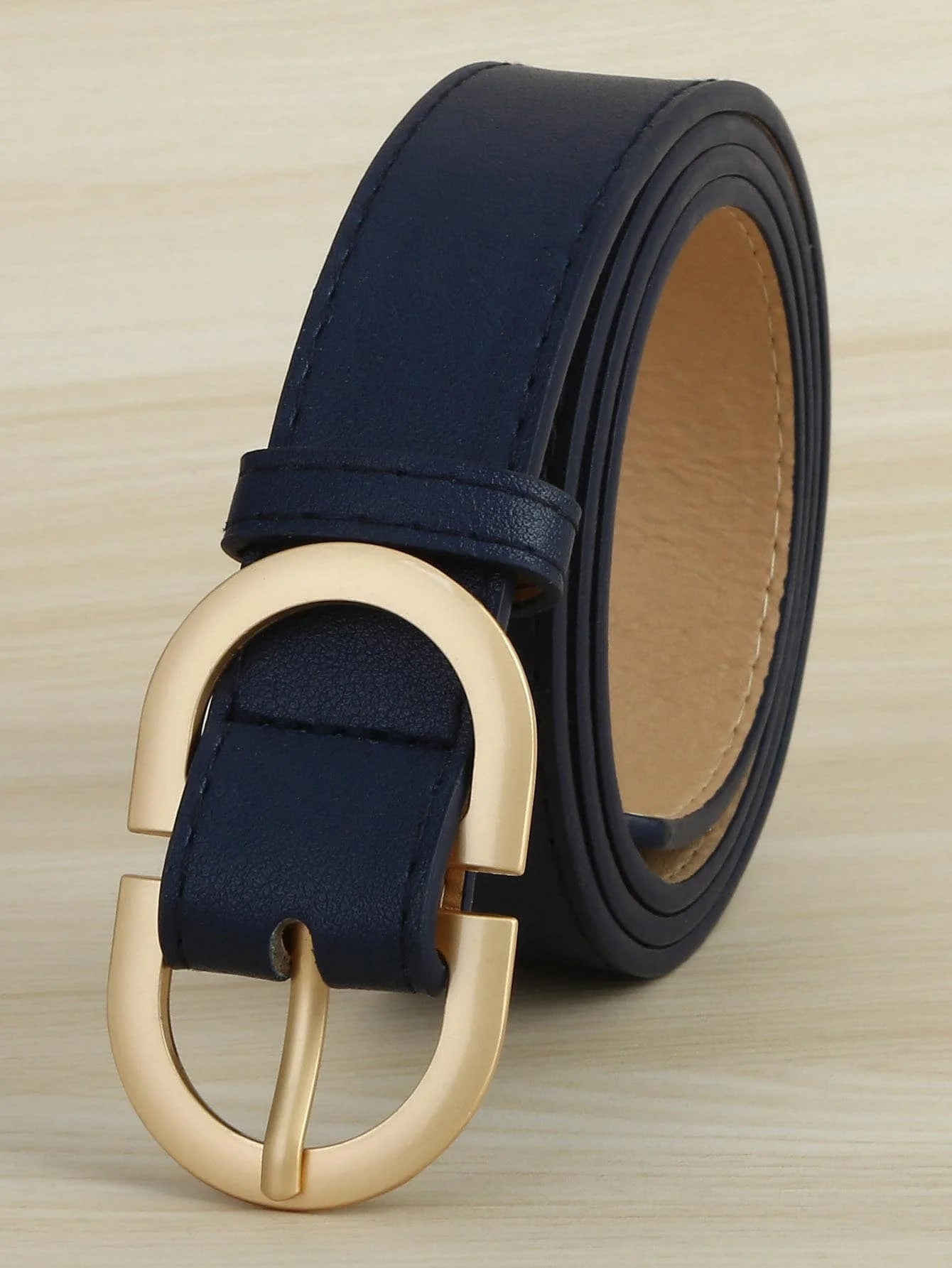 Women Leather Belt for Jeans Pants Dress Waist Belt with Gold Buckle