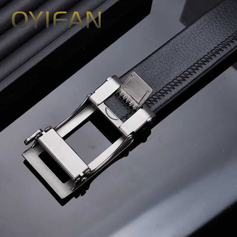 OYIFAN fashion men genuine leather belt automatic buckle adjustable