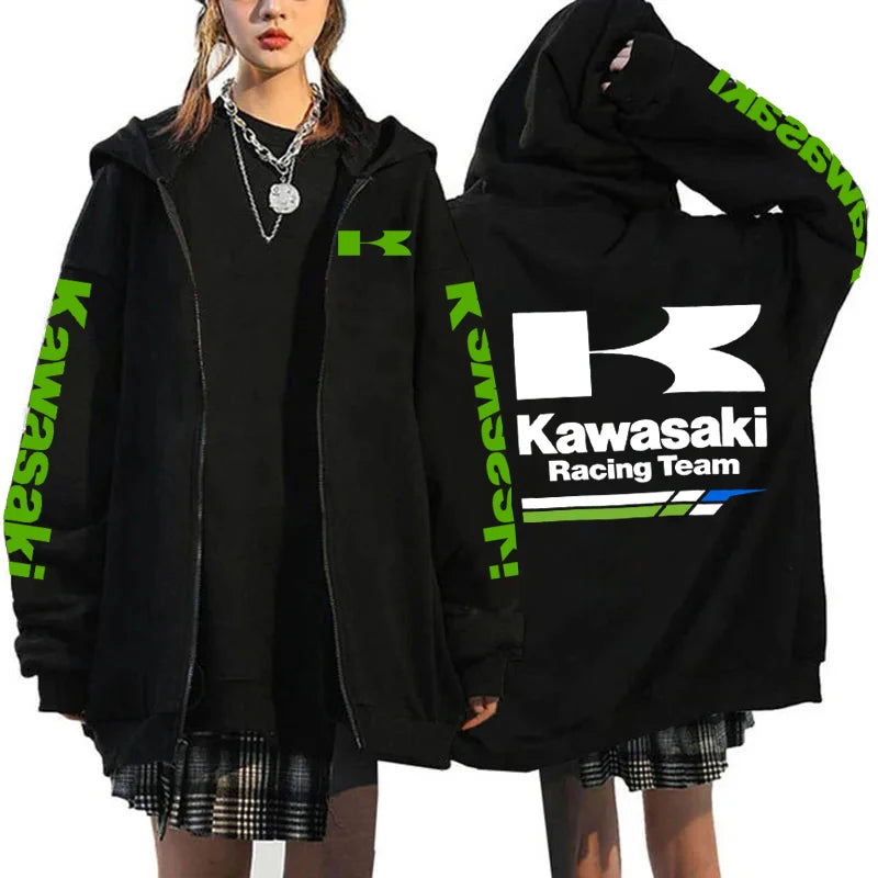 Kawasaki motorcycle Logo Men Zipper Hoodie 2024 Spring Autumn Y2K