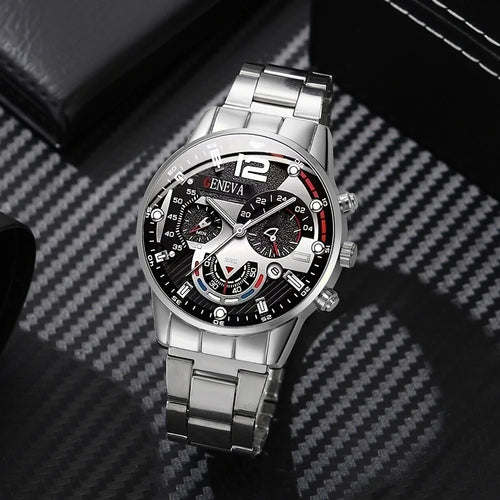 Fashion Mens Stainless Steel Watches Luxury Quartz Wristwatch Calendar