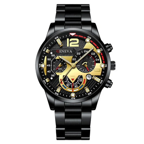 GENEVA Men's Creative  Six-Pin Watch Alloy Steel Band Quartz Watch Men