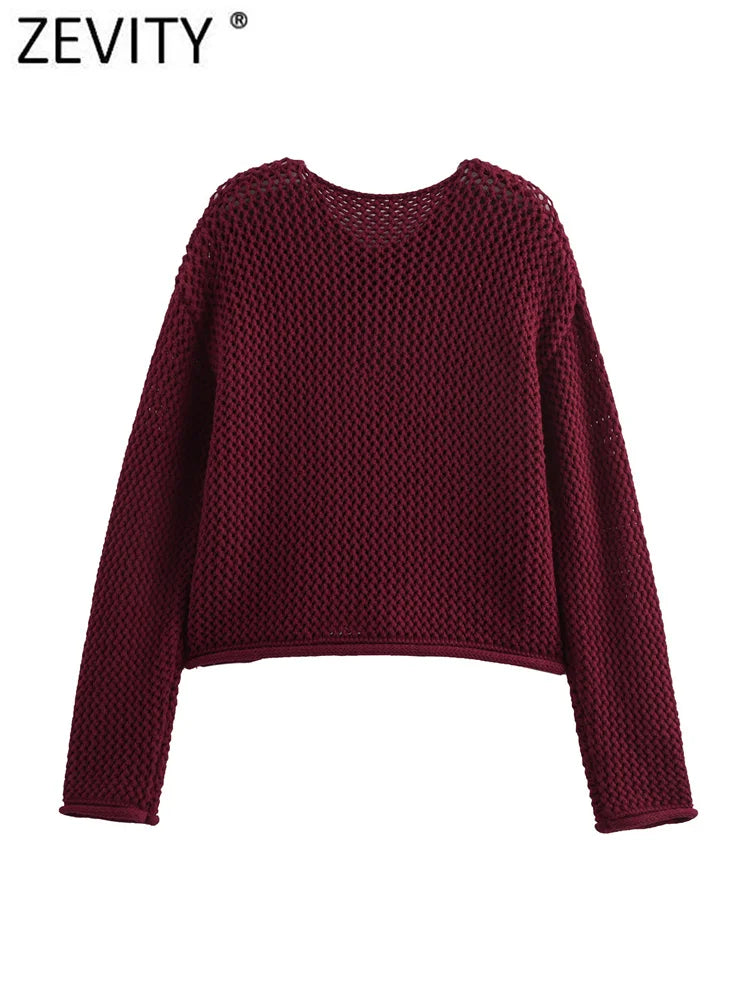 Zevity New Women O Neck Coarse Needle Long Sleeved Knitted Sweater