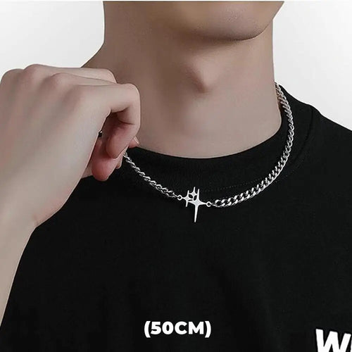 Hip Hop Zircon Star Double Layer Necklace For Men Women Trend Charm