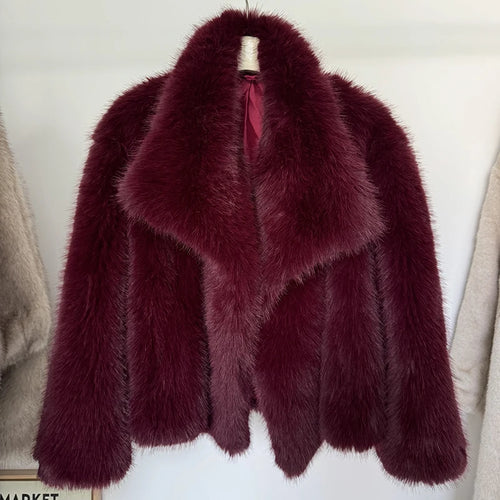 2024 Winter New Fashion Gradient Fluffy Fur Coat Women High Street