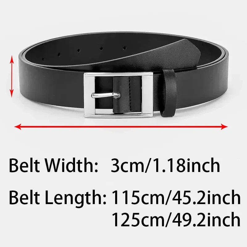 New Luxury Belt for Men PU Leather Belt Metal Pin Buckle High Quality