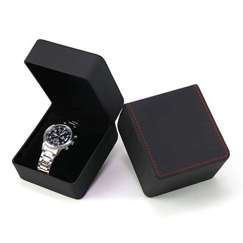 Lnofxas Black Single Watch Gift Box with Pillow PU Leather Wristwatch