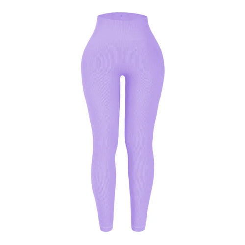 Thread Solid Leggings Women Seamless Knit Yoga Pants High Waist Hip