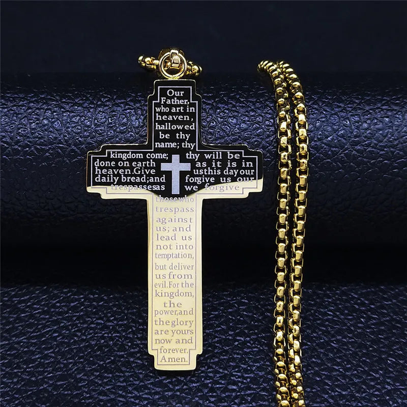 ZAKOL Trendy Cross Crucifix Bible Stainless Steel Necklaces For Women