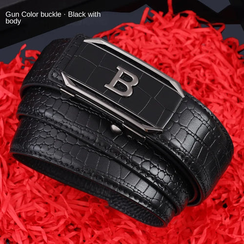 Hot Selling High Crocodile Pattern Alloy Letter Automatic Buckle Belt