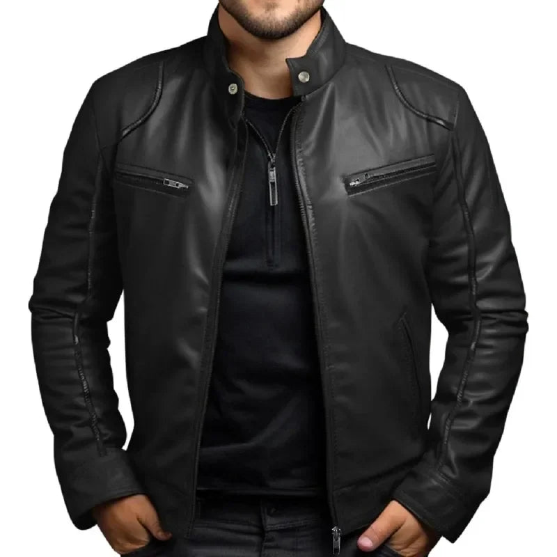 Spring Summer Men's Clothing Motorcycle Leather Jacket Men's Teenagers