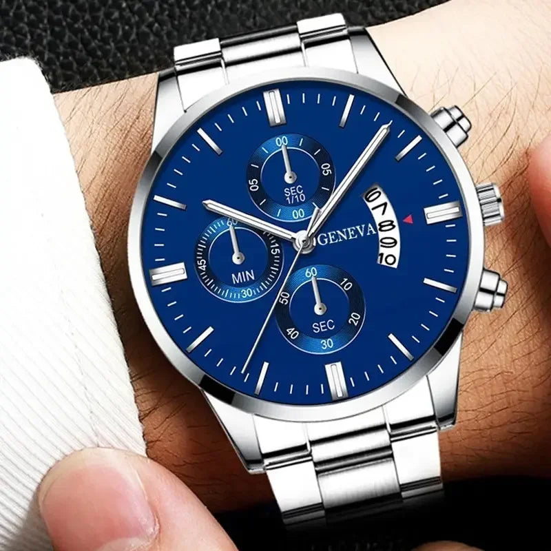 2023 Luxury Fashion Mens Watches Silver Stainless Steel Quartz Wrist