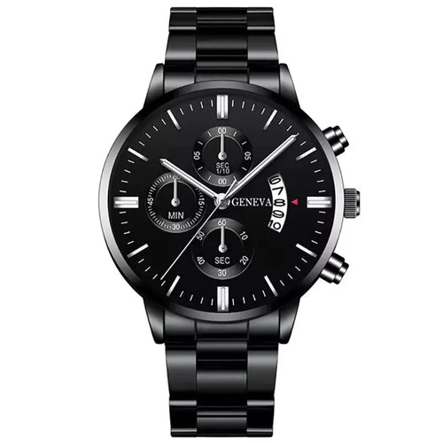 Fashion Men Stainless Steel Watch Luxury Calendar Quartz Wrist Watch