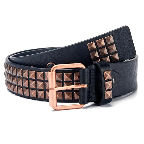 2023New Square Bead Rivet Belt Metal Pyramid Belt Men and Women Punk