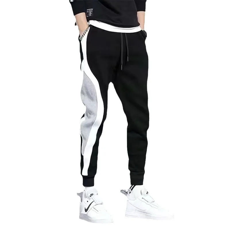 2024 Spring Autumn Men's Wide Loose Casual Pants Mens Patchwork Sports