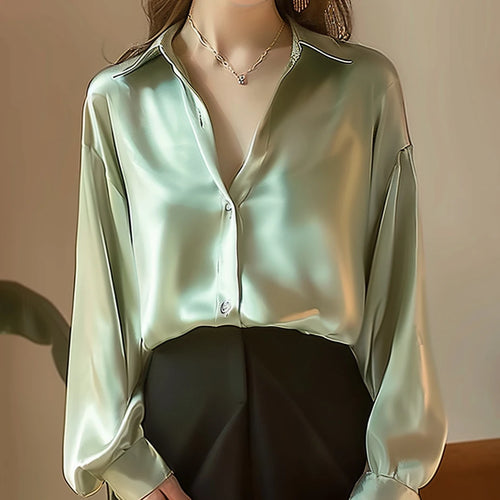 Summer Trend Fashion Women's Casual Elegant Satin Long Sleeved