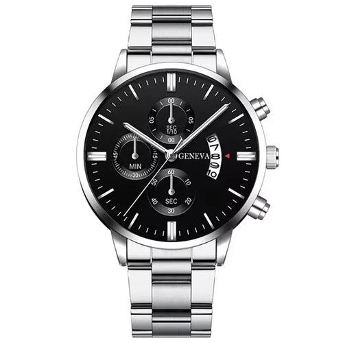 Fashion Men Stainless Steel Watch Luxury Calendar Quartz Wrist Watch