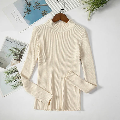 Women Turtleneck Sweater Knitted Soft Pullovers cashmere Jumpers Basic