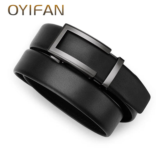 OYIFAN fashion men genuine leather belt automatic buckle adjustable