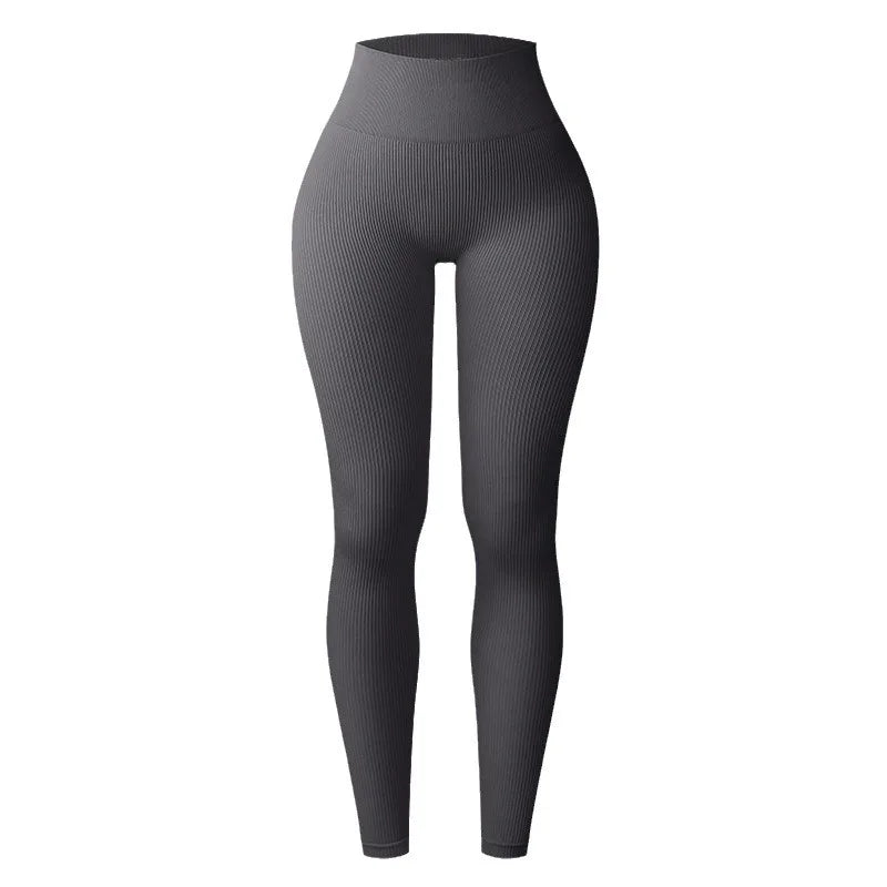 Thread Solid Leggings Women Seamless Knit Yoga Pants High Waist Hip