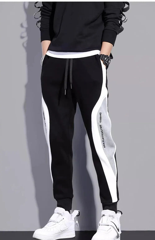 2024 Spring Autumn Men's Wide Loose Casual Pants Mens Patchwork Sports